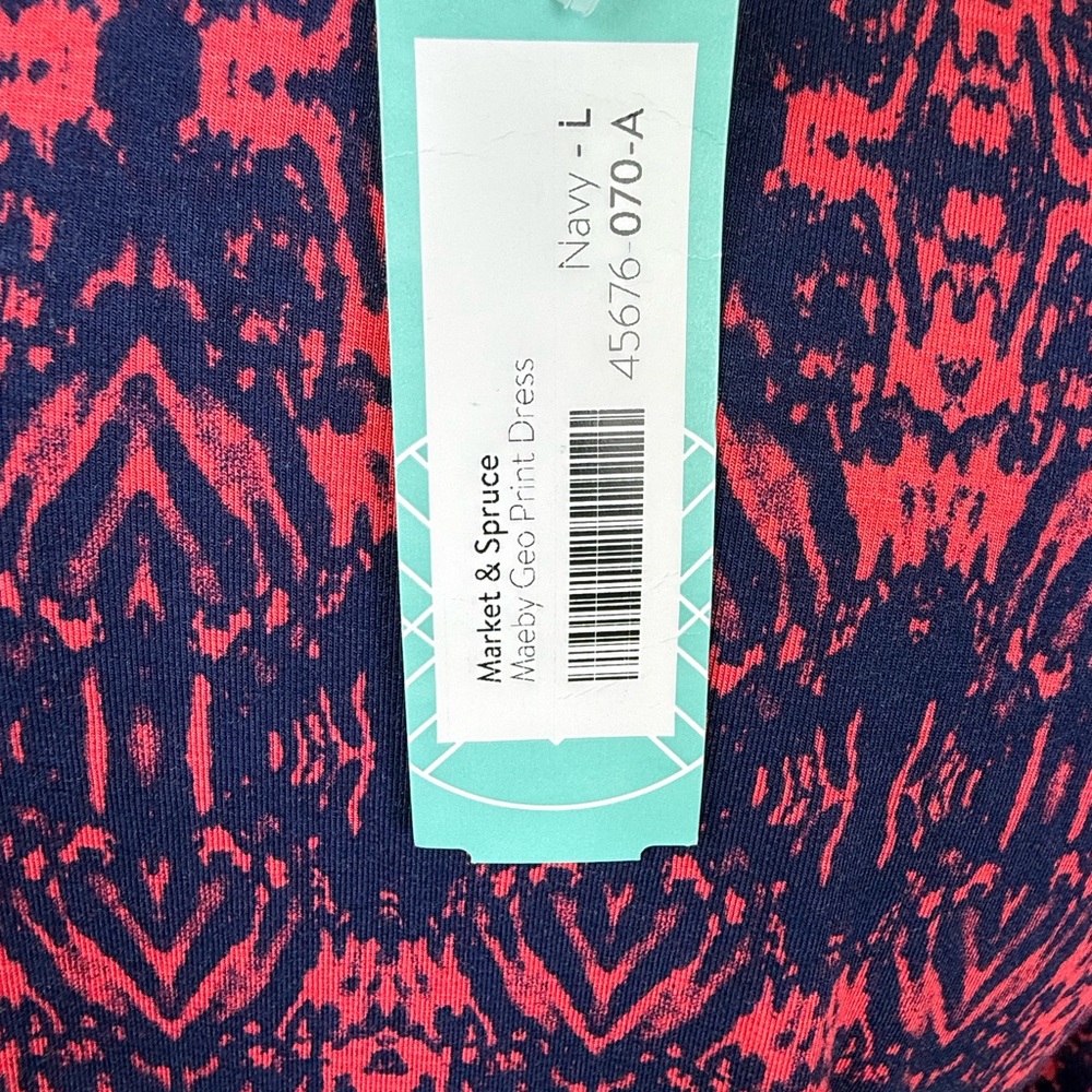 Stitch Fix Market & Spruce Maeby Geo Print Dress Navy Blue Pink Large - Picture 4 of 6
